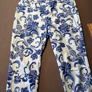 Chico's Blue and White Girlfriend Crop Pants